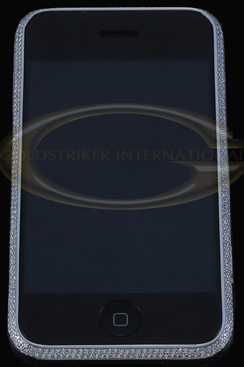iPhone decorated with gold and diamonds