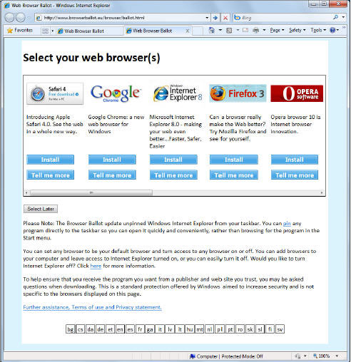Browser Screen Choice