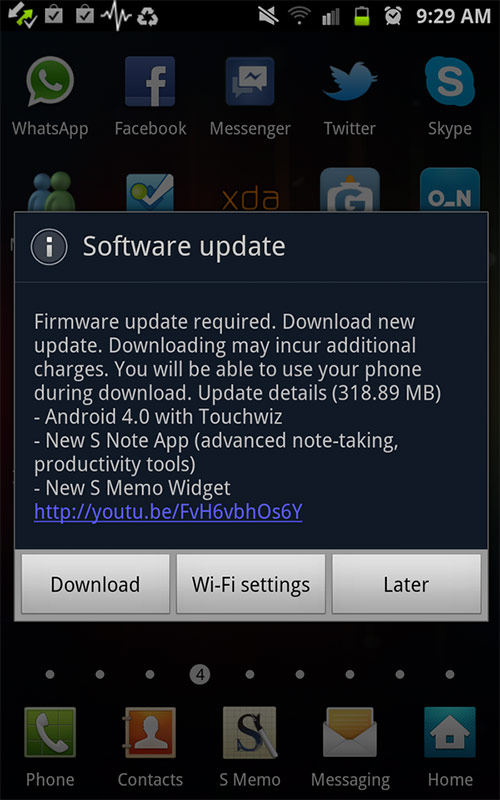 Galaxy Note Android 4.0 update