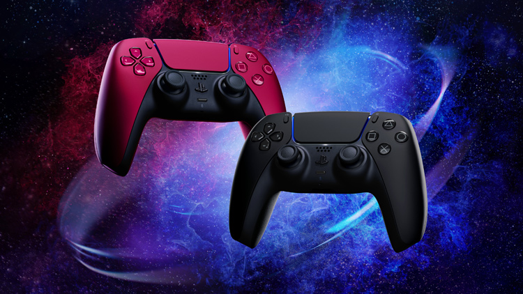 DualSense Controllers in Midnight Black and Cosmic Red